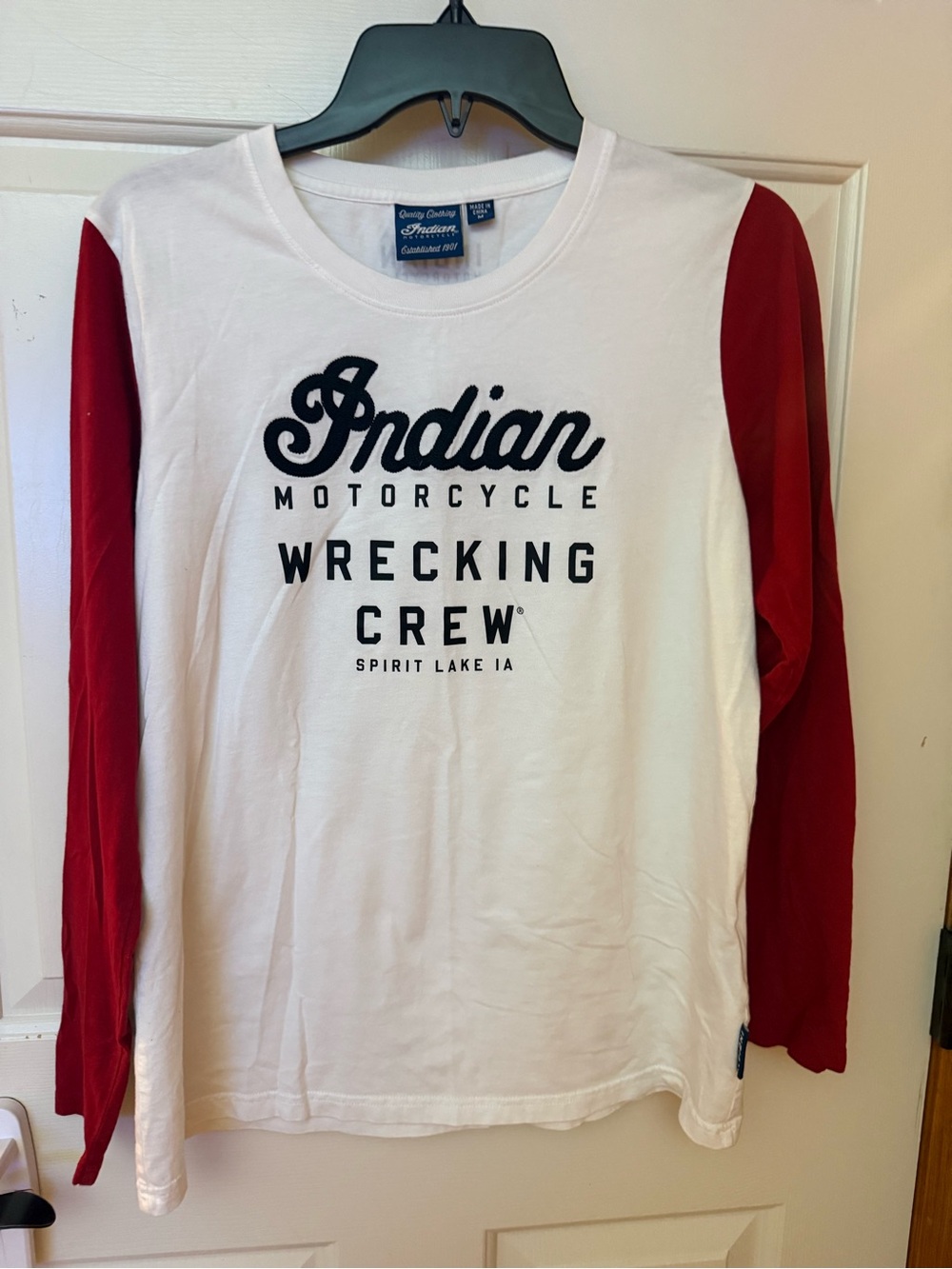 Indian Motorcycle Wrecking Crew Long Sleeve Raglan Tee - White/Red